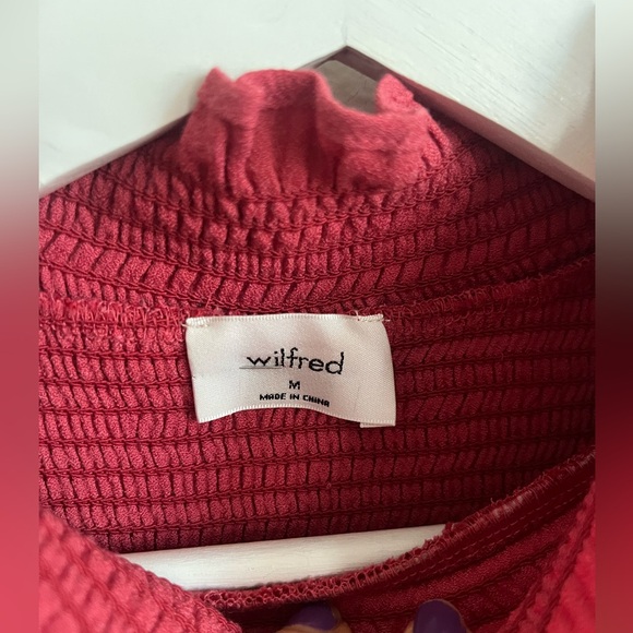 Aritzia Wilfred Nessie Blouse Rose Mauve Color Size Medium Women’s Mock Neck - Picture 3 of 5